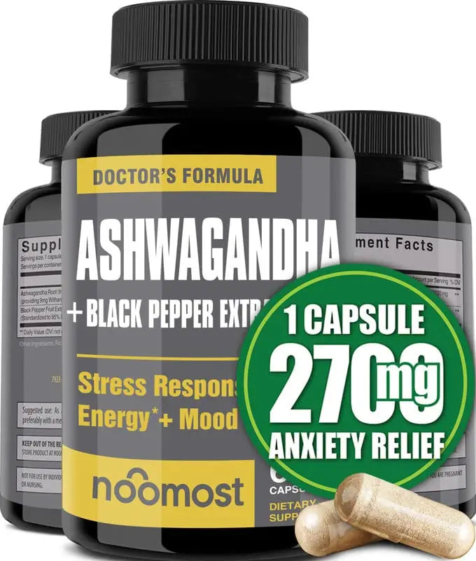 Organic Ashwagandha Capsules, Anti-Stress Relief, Mood Support & Focus Unisex