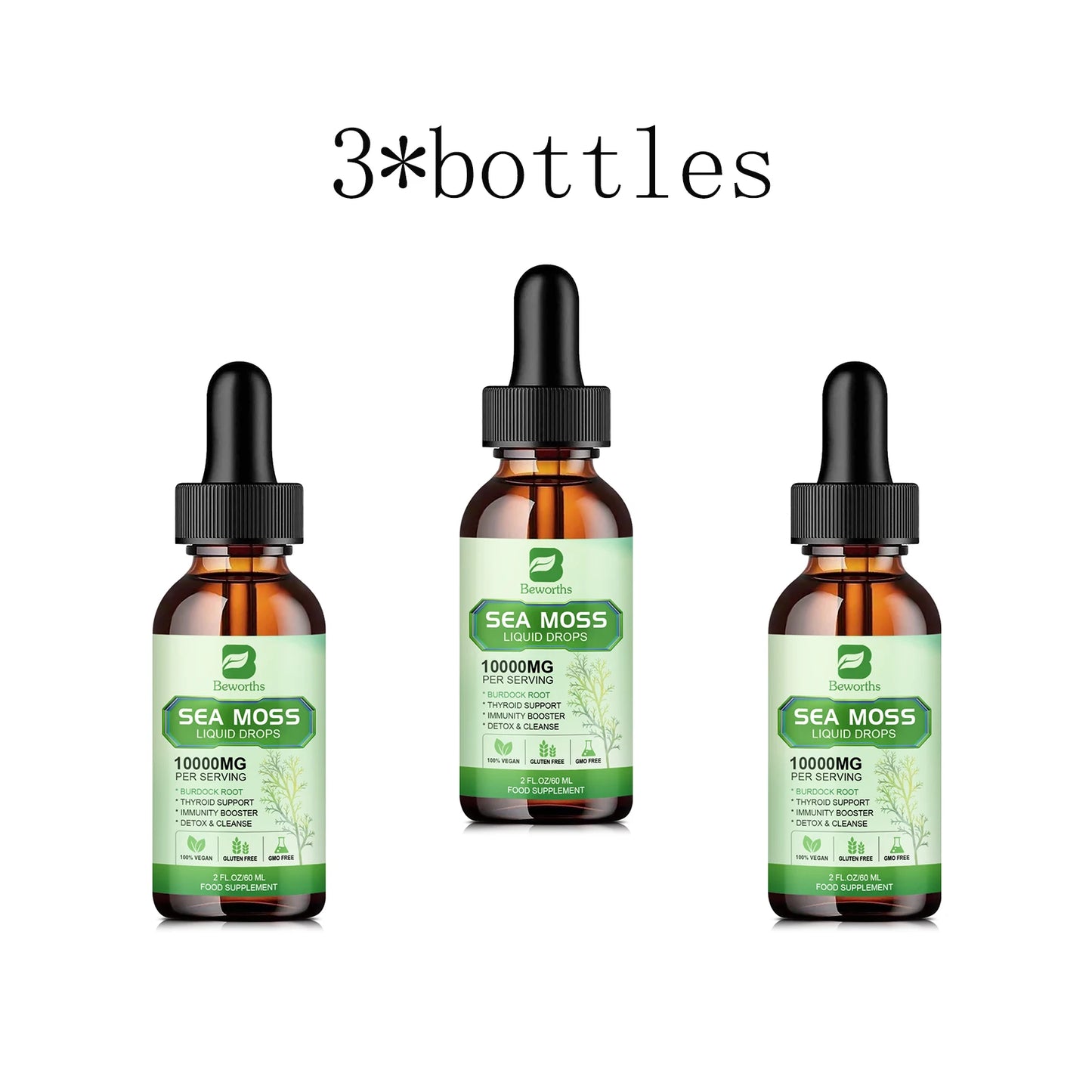 Sea Moss Liquid Drops Sea Moss Black Seed Oil Multimineral Seamoss Support Antioxidant, Immune, Thyroid Function & Gut Health