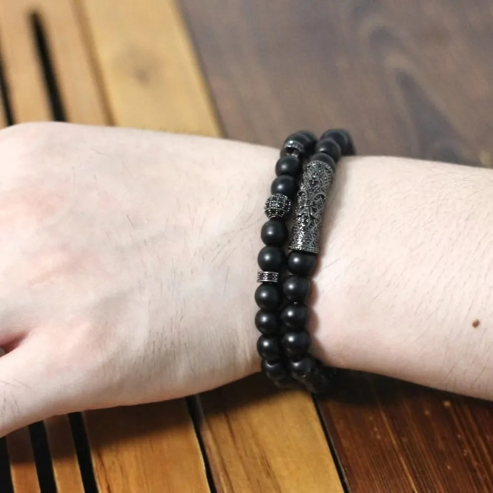 Blak Obsidian Bracelet, Handmade Beaded 8MM Crystal Beads,Adjustable Stretch Bracelet,Chakra Bracelet,Protection Bracelet,Bring