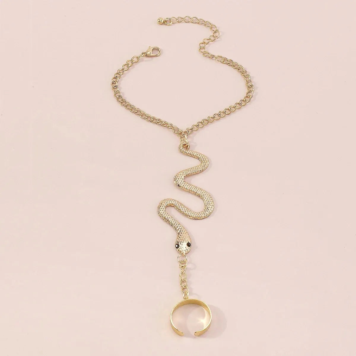 Kundalini Serpent Connecting Finger Ring Snake Bracelet for Women Vintage Tassel Hand Jewelry