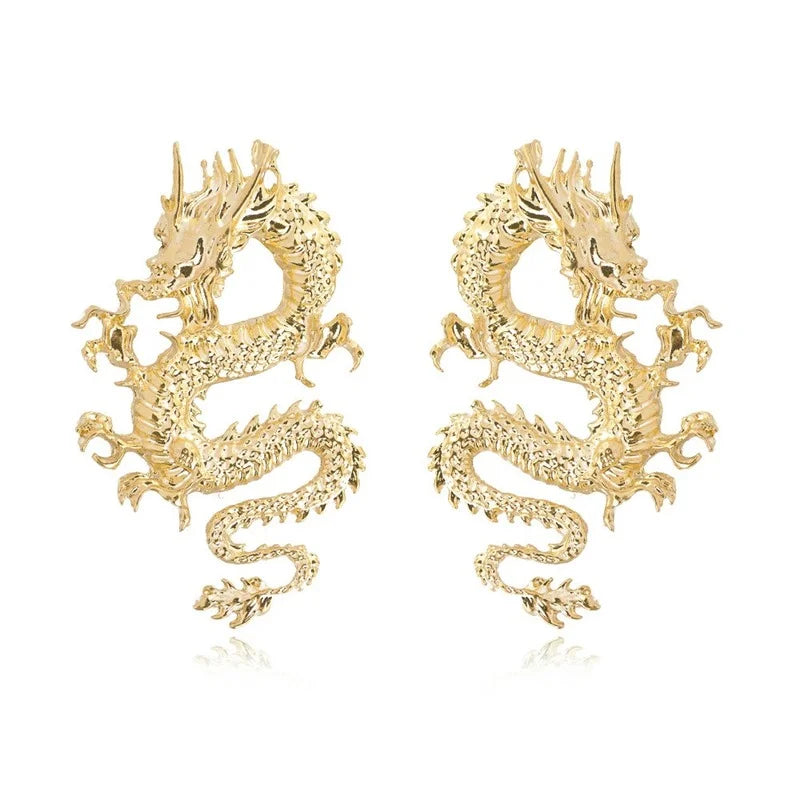 Vintage Chinese Style Dragon Stud Earrings for Women