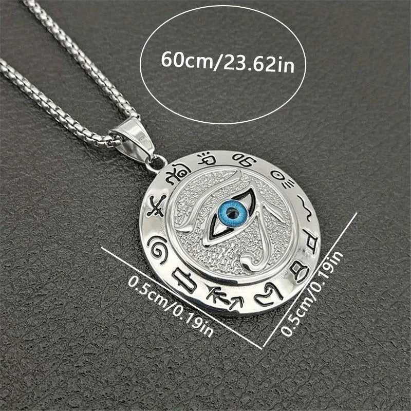 Silvery or Golden Egyptian Eye of Horus Ra Pendant Necklace Jewelry - Unisex