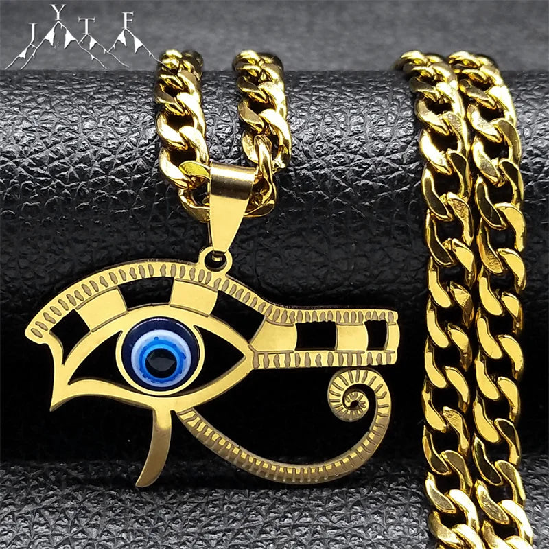 Egyptian Eye of Horus Necklace Women & Men Stainless Steel Pendant