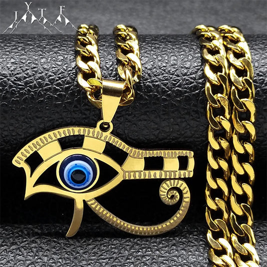 Egyptian Eye of Horus Necklace Women & Men Stainless Steel Pendant
