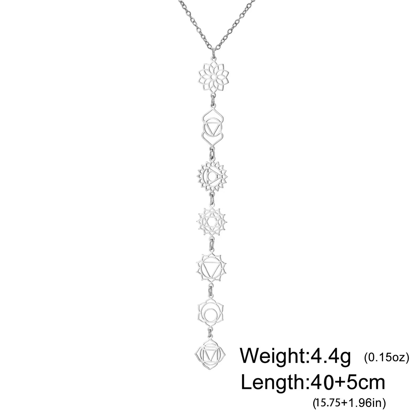 Hypoallergenic Stainless Steel Esoteric7 Chakra Pendants Necklace for Women