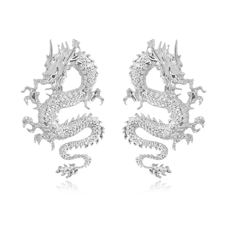 Vintage Chinese Style Dragon Stud Earrings for Women