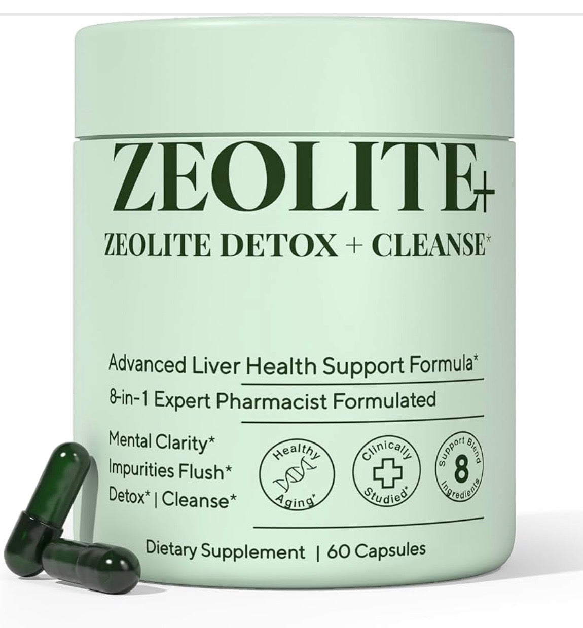 Zeolite Detox Cleanse - Binder - 8 Active Ingredients - Charcoal, NAC, Milk Thistle Supports Detox and Gut Health - Binder to Remove Toxins From the Body
