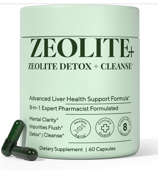 Zeolite Detox Cleanse - Binder - 8 Active Ingredients - Charcoal, NAC, Milk Thistle Supports Detox and Gut Health - Binder to Remove Toxins From the Body