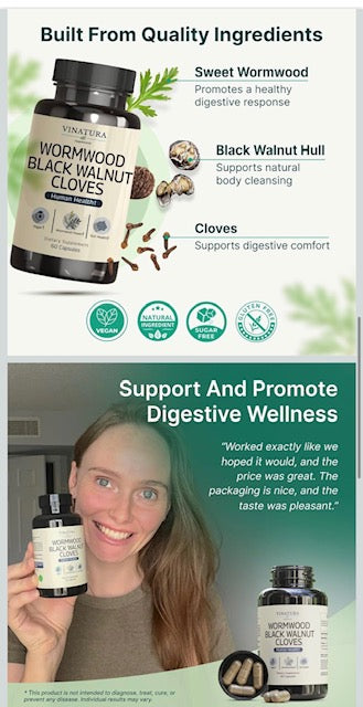 Parasite Cleanse with Wormwood Black Walnut Clove Capsules - Cleanse, Detox, Intestinal Guard Formula Supplement for Humans, with Wormwood herb, Black Walnut Extract Combination, 60 Capsules
